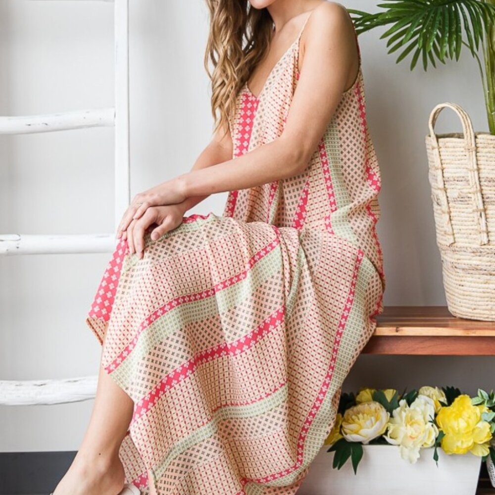 Printed Maxi Cami Dress with Pockets